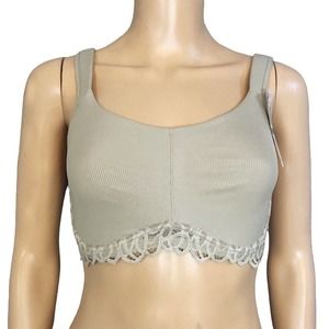 Paramour Marron Cami Bra Ribbed Knit Lace Trim Unpadded Wired